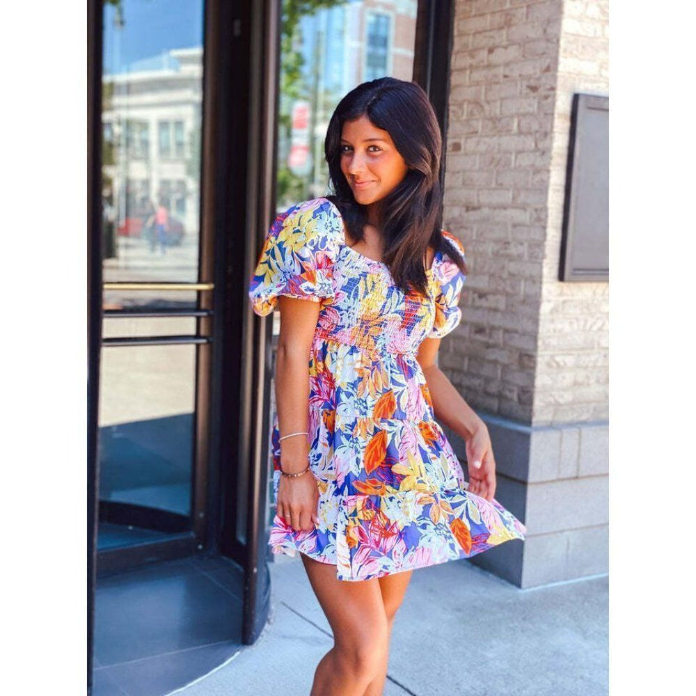FLYING TOMATO LOVELY MEETING YOU WOVEN MINI DRESS FLORAL FLIRTY VACAY ID18744 - Picture 5 of 13